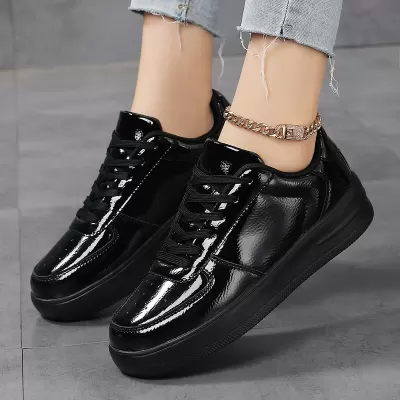New Large Size 42 Women's Board Shoes, Breathable White Anti-slip Casual Sports Shoes Black