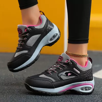 Fashion Outdoor Anti-slip Hiking Shoes, Breathable Mesh Trail Shoes with Height Increase for Women