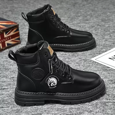 Men's Martin Boots Fall Winter High Top Work Boots British Korean Fashion Chunky · YANYAN China shoe factory