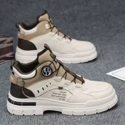 Men's Winter Martin Boots High Top Vintage Casual Leather Shoes Mid Top Waterproof Anti-Slip Work Boots