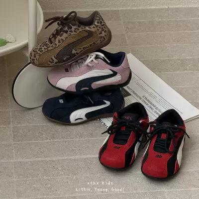 XSHX Equation Racing Shoes Boys Girls Autumn Winter Velcro Thin Sole Casual Sports Retro Trendy