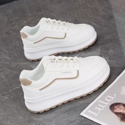 2025 White Shoes Women Fall Thick Sole Korean Height Increase Casual Sports Platform Sneakers · YANYAN China shoe factory