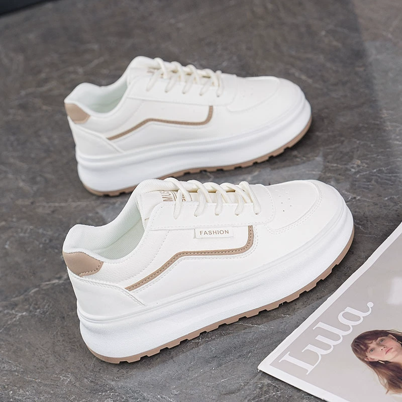 2025 White Shoes Women Fall Thick Sole Korean Height Increase Casual Sports Platform Sneakers