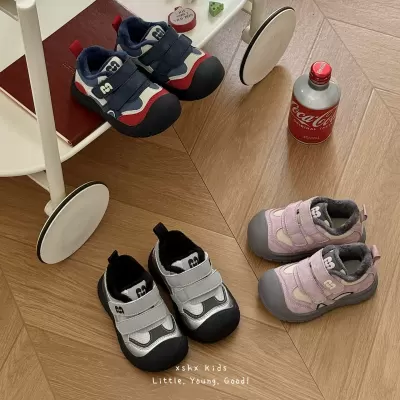 XSHX Retro Sneakers for Kids, Winter Mid-Top Rubber Non-Slip Protective Toe Stable Heel