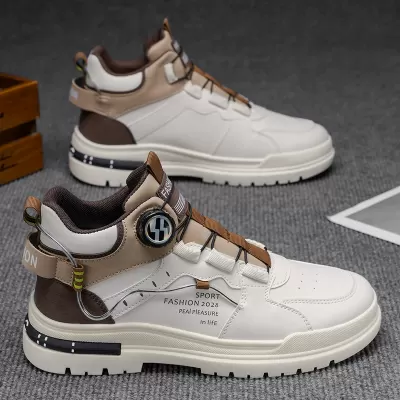 Men's Winter Martin Boots High Top Vintage Casual Leather Shoes Mid Top Waterproof Anti-Slip Work Boots