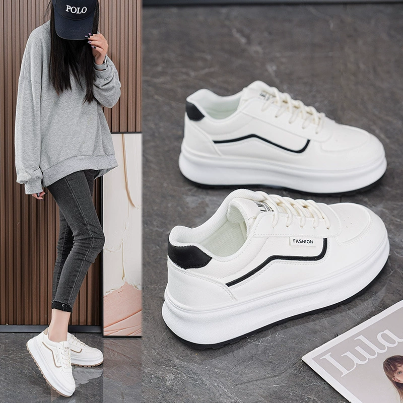 White Shoes Women Fall New Thick Sole Korean Height Increase Casual Sports Platform Sneakers