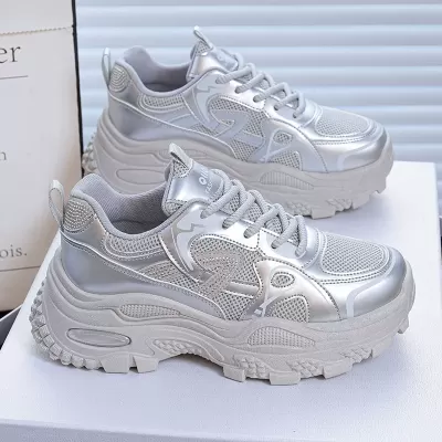 Dad Shoes Women Fall New Breathable Mesh Korean Thick Sole Height Increase Sports Casual Shoes · YANYAN China shoe factory
