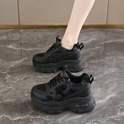Dad Shoes Women Fall New Breathable Mesh Korean Thick Sole Height Increase Casual Sports Shoes · YANYAN China shoe factory