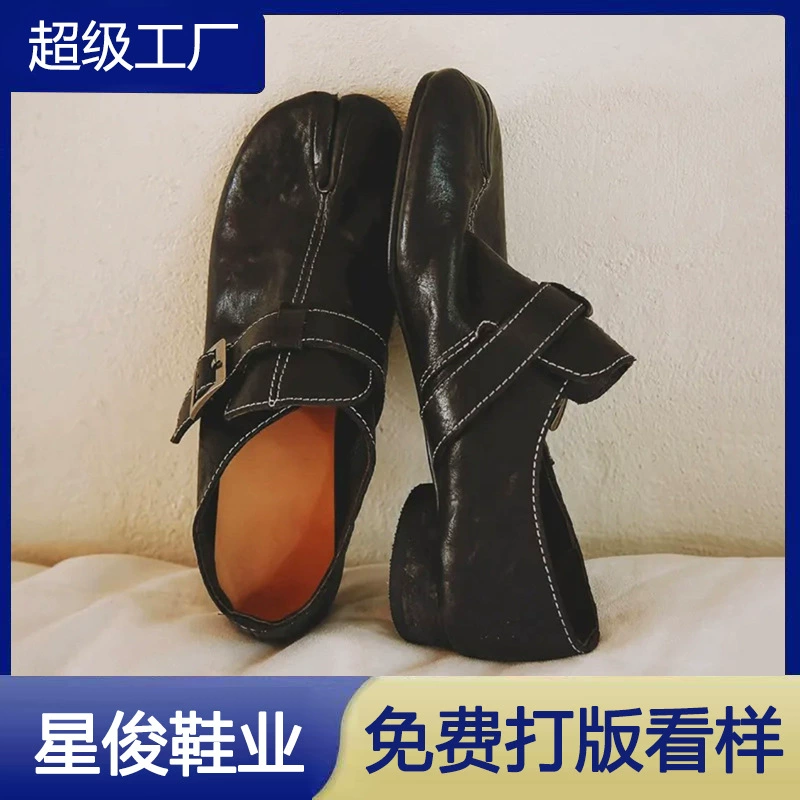 Retro Split Toe Horse Hoof Birk Shoes for Women 2025 Autumn Casual Chunky Heel Loafers