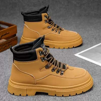 Men's Spring 2026 Martin Boots High Top Work Boots Waterproof Anti-Slip Leather Shoes · YANYAN China shoe factory