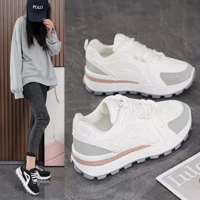 Tênis Dad Sneakers Feminino Outono 2025 Novo Respirável Estudante Esportivo Casual Solado Grosso Aumento Altura Branco · YANYAN China shoe factory