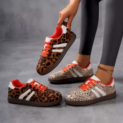 Cross-border Women's German Trainer Shoes, Leopard Print Color Casual Flat Board Shoes Large Size · YANYAN China shoe factory