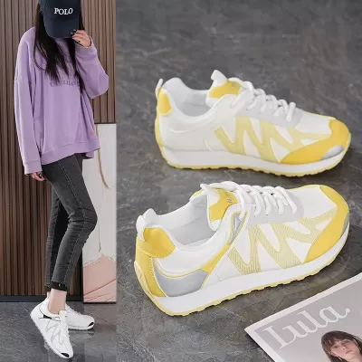 Women's 2025 Fall Breathable White Chunky Sneakers Korean Style Thick Sole Casual Shoes