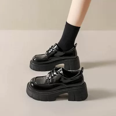 Loafers for Women 2025 New Thick Sole Fall Spring, Flat Heel Fashion British Style Leather Shoes · YANYAN China shoe factory