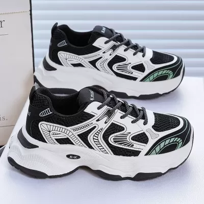 Women's Fall Breathable Mesh Sneakers Thick Sole Chunky Casual Shoes