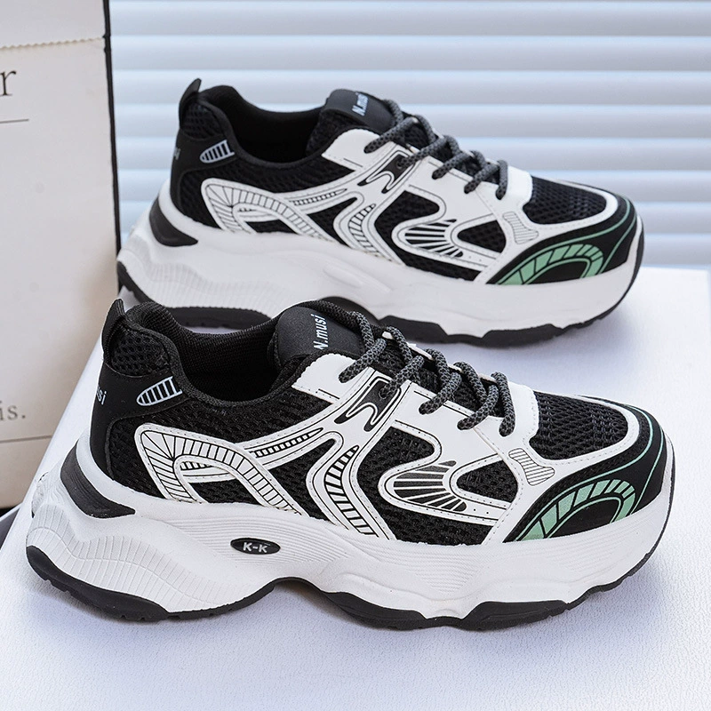 Women's Fall Breathable Mesh Sneakers Thick Sole Chunky Casual Shoes