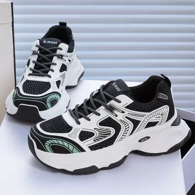 Women's Fall Breathable Mesh Sneakers Thick Sole Chunky Casual Shoes