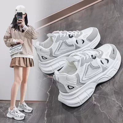 Women's Chunky Sneakers Fall Breathable Mesh Thick Sole Casual Running Shoes
