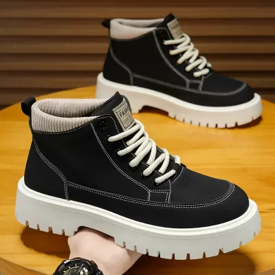 Men's Martin Boots Fall 2025 Fashion Work Shoes Dirt Resistant Breathable Shockproof High Top Casual