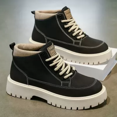 Men's Martin Boots 2025 Fall High Top Casual Work Boots Fashion Chunky Thick Sole