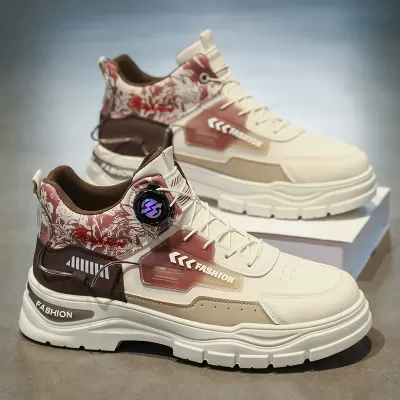 Men's 2025 Rotating Buckle Durable Sport Casual Shoes Thick Sole Height Increasing Work Fashion Martin Boots