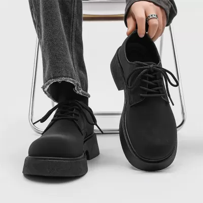 Unisex Chunky Derby Shoes British Business Leather Height Increasing Casual Fashion Brogue