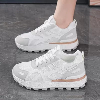 Women's Fall Breathable Mesh Sneakers Thick Sole Chunky Casual Shoes