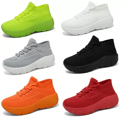 Unisex Knitted Stretch Sock Shoes Breathable Mesh Anti-Odor Casual Sneakers Thick Sole · YANYAN China shoe factory