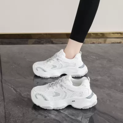 Women's Fall Breathable Mesh Sneakers Thick Sole Chunky Casual Shoes