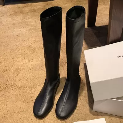 New Fashion Round Toe Soft Leather Elastic Hidden Heel Slim Fit Boots, Wedge Mid-Calf Boots for Women