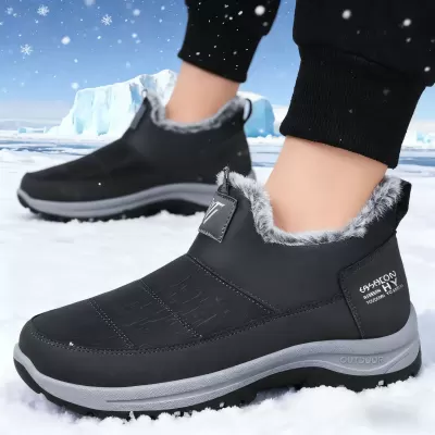 2025 Winter New Warm Senior Shoes Cotton Snow Boots Outdoor Fleece Lined Walking Shoes Men