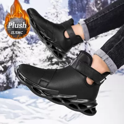 Plus Size Winter High-Top Fleece Lined Blade Outdoor Men's Martin Boots Work Cotton Boots