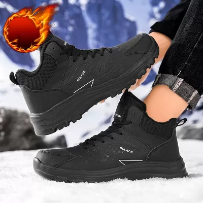 Outdoor Hiking Boots Anti-Slip Wear-Resistant Warm Men's Plus Size 46 Snow Boots Dad Shoes