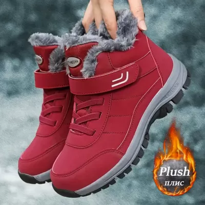 New Walking Shoes Mom Snow Boots Couple Men's Winter High-Top Fleece Cotton Anti-Slip Senior Shoes
