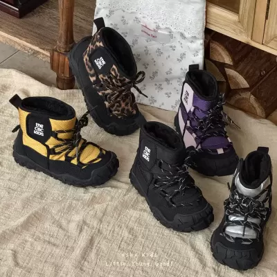 XSHX Functional Snow Boots for Kids, Winter Thick Fleece Anti-Fouling Waterproof Mid-Top Velcro Hiking Snow · YANYAN China shoe factory