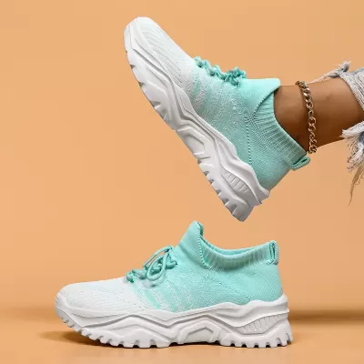 Plus Size 43 Women's Knitted Sock Shoes Breathable Casual Slip-On Sneakers for AliExpress