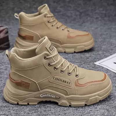 Men's High Top Shoes 2024 Winter New Work Style Outdoor Hiking Safety Anti-Slip Martin Boots · YANYAN China shoe factory