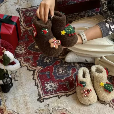 XSHX Christmas Boots for Kids, Mid Calf Retro Warm Plush Side Zipper · YANYAN China shoe factory