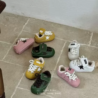 XSHX Fat Ding Burgundy Kids Shoes, Winter Warm Star Velcro Fixed Laces · YANYAN China shoe factory